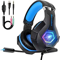 Los mejores  - Cascos PS4 con Micrófono Flexible para Xbox One PC Nintendo PS4 Tableta Laptop- Auriculares con Premium Stereo- Orejeras…